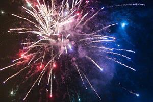 Red and blue fireworks.
