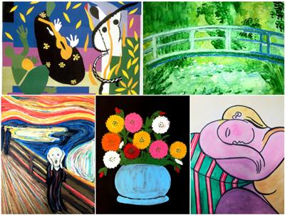 samples of art with different mediums using widely recognized masterpieces